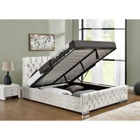 Arya Velvet Upholstered Ottoman Bed Double Oyster