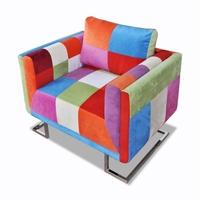 Armchair Cube Patchwork With chrome legs