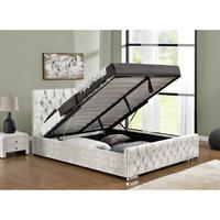 Arya Velvet Upholstered Ottoman Bed Superking Oyster