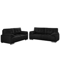 aruba sofa set in bonded leather with chrome feet