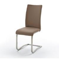 Arco Capuccino Pu Seat And Brushed Stainless Steel Dining Chair