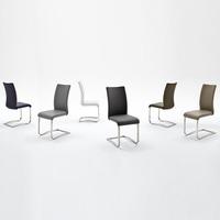 arco brown pu seat and brushed stainless steel dining chair