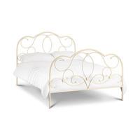 Arabel Metal King Size Bed In Stone White Finish