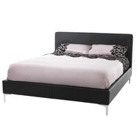Ariana Bed In Black Faux Leather With Chrome Legs