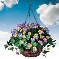 Artificial Pansy Hanging Basket