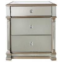 Arlo Champagne Mirrored 3 Drawer Bedside Cabinet