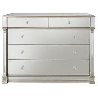 arlo champagne mirrored 5 chest of drawer