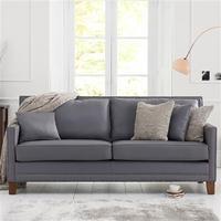 arundel grey leather 3 seater sofa with dark ash wood legs