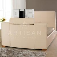 Artisan 4FT 6 Double Leather TV Bed - Ivory White