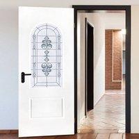 Arched Top Lightly Grained Pvc Door - Sandblast Regal Style Toughened Glass