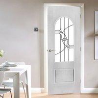 Arched Top Lightly Grained Pvc Door - Montrose Fusion 3 Bevel Style Toughened Glass