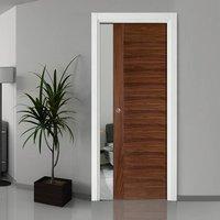 Aragon Walnut Fire Pocket Door is Pre-Finished and 1/2 Hour Fire Rated