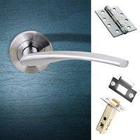 arizona status fire lever on round rose satin chrome handle pack