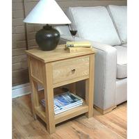 Artisan Lamp Table In Oak With One Drawer