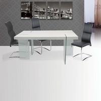 Armenia Dining Table In White Gloss With 6 Palma Black Chairs