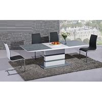 Arctic Extendable Dining Table In Grey Glass Top And White Gloss