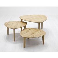 ariana wooden set of 3 coffee table in knotty oak