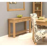 Artisan Rectangular Console Table In Oak With 3 Drawers