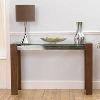 Arturo Glass Console Table Rectangular In Clear And Walnut