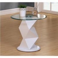 Aruba Glass Lamp Table In Clear With White High Gloss Base