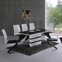 Arctica White Extending Black Glass Dining Table And 6 Chairs