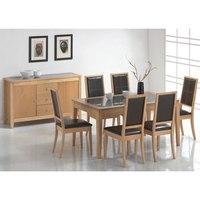 arizona oak dining table set with 6 chairs