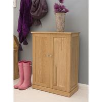 artisan wooden shoe cupboard in oak with 2 doors