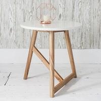 Artisan Side Table In Semi Gloss White With Mindy Ash Legs