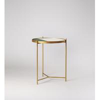 aravali side table in brass green marble