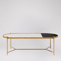 Aravali Coffee Table in White Marble & Brass