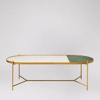 Aravali Coffee Table in Green Marble & Brass