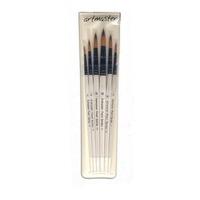 artmaster artists watercolour pearl brush wallet set 6 round brushes