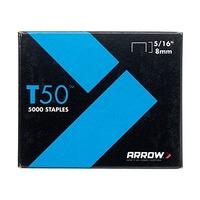 Arrow - T50 Staples 8mm (5/16in) Pack 5000 (4 x 1250) - ARRT50516