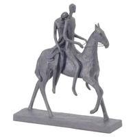 artistic dark brown romantic resin sculpture modern couple horse statu ...