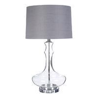 Areli Table Lamp Glass Metal Silver Silk Shade
