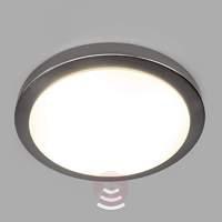 Aras LED bathroom ceiling light, sensor, nickel