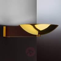 Art Deco wall light with arm, brass and mahogany