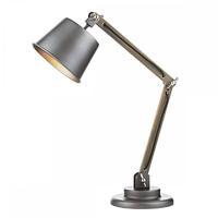 ARK4248 Arken Table Lamp, Wooden Frame And Grey Metal Shade And Base