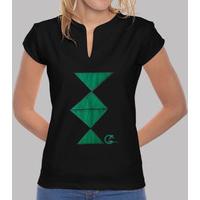 ares circle shirt m / mandarin collar woman short black and green logo free design