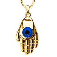 archaize 18k gold plated blue eye hand pendant unisex trendy necklace  ...