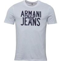 armani jeans mens crew neck logo t shirt white
