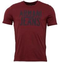 Armani Jeans Mens Crew Neck Logo T-Shirt Bordeaux