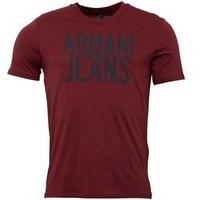 armani jeans mens crew neck logo t shirt bordeaux