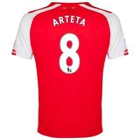 Arsenal Home Shirt 2014/15 - Kids Red with Arteta 8 printing, Red