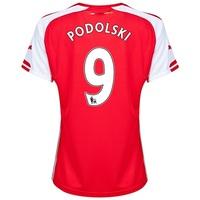 Arsenal Home Shirt 2014/15 - Womens Red with Podolski 9 printing, Red