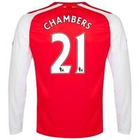 Arsenal Home Shirt 2014/15 - Long Sleeve - Kids with Chambers 21 print, Red