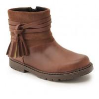 Aria, Tan Leather/Suede Girls Zip-up Boots