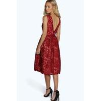 aria embroidered organza skater dress berry