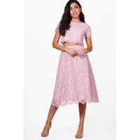 aria lace midi skirt co ord set blush