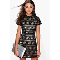 Ara Lace Bound Neck Bodycon Dress - black